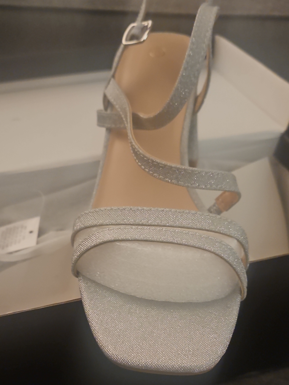 MYSOFT Silver Glitter Women’s Heeled Sandals